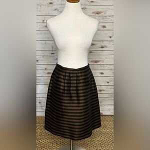 Madewell classic bronze/black linen-silk pleated striped A-line skirt Size 4